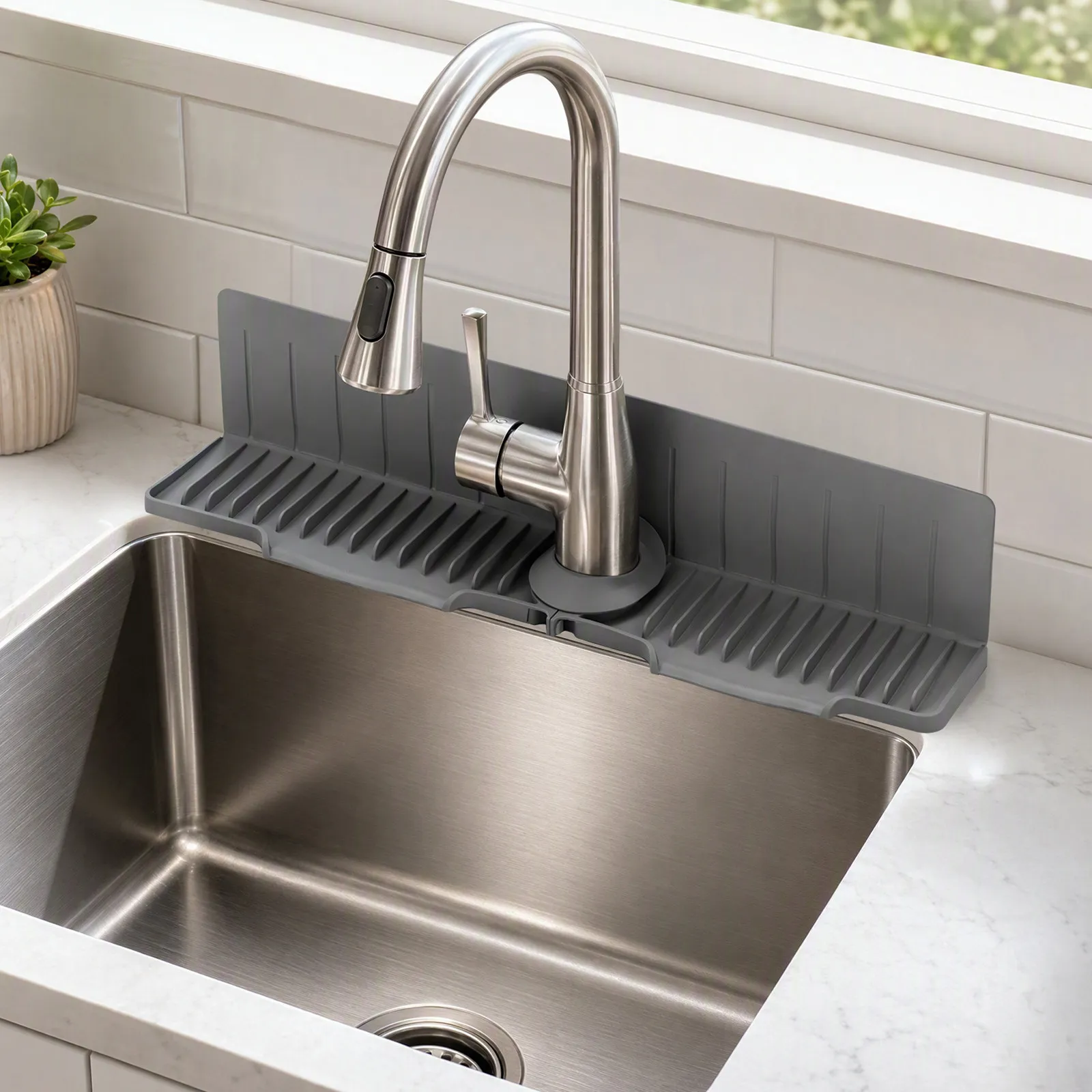 24x9 Silicone Faucet Splash Guard Drip Catcher Tray Mat Suction Cup Sink Splash Shield Splashproof Kitchen Bathroom Farmhouse view 6