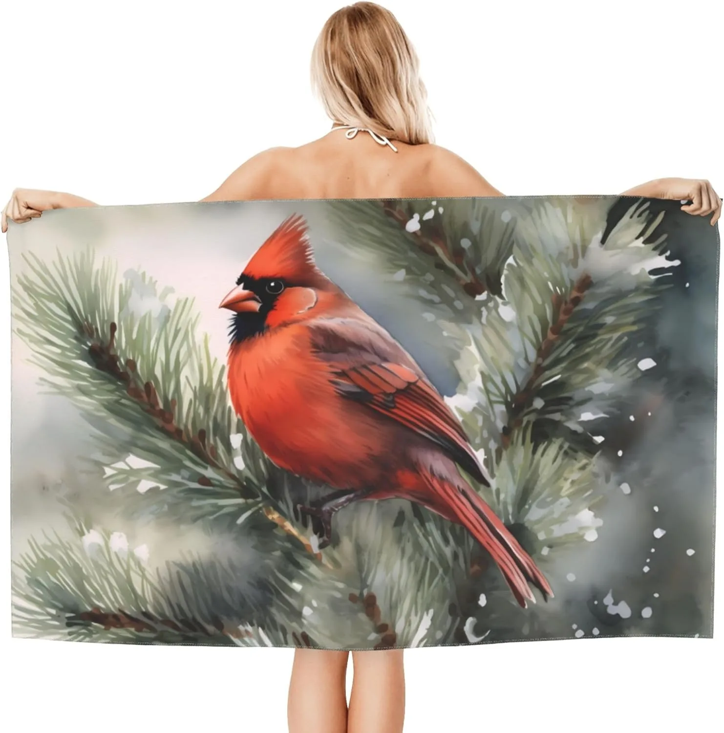 Northern Cardinal Beach Towel for family friends Gifts Towel Quick-Dry Towel For Bath Yoga Tourism Beach GYM Camping Swimming