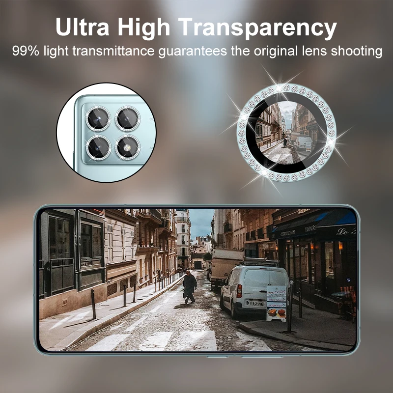 4 pcs protezione dell'obiettivo della fotocamera per Redmi K70 K70E K70PRO 9H pellicola protettiva in vetro temperato disegni diamantati per fotocamera del telefono