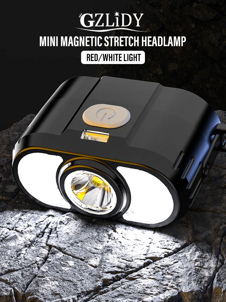 

Mini COB Headlamp Powerful Waterproof LED Headlight USB Rechargeable 5 Modes Floodlight with Magnet Camping Head Flashlight