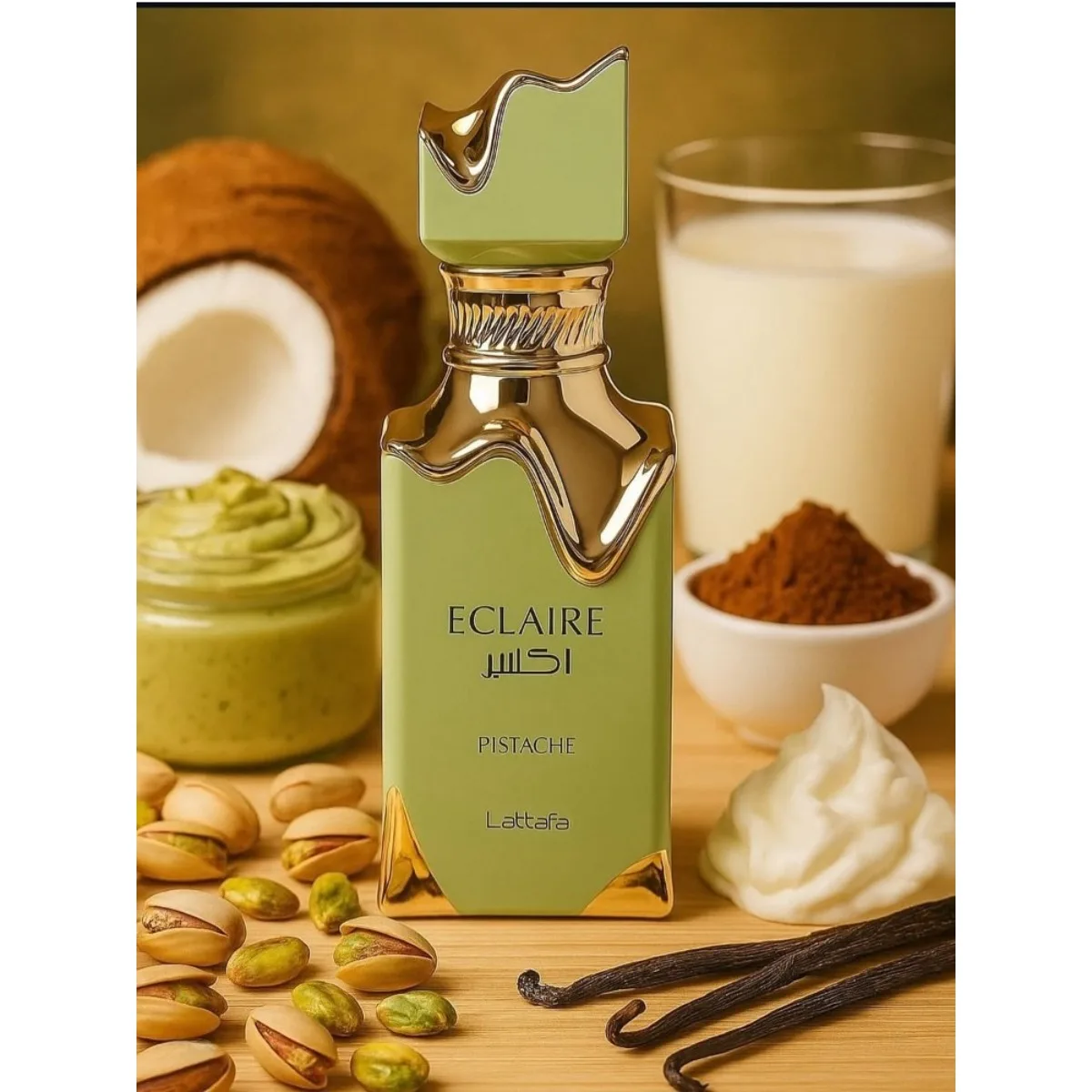 

Парфюмерная вода Eclaire Pistache 100 мл, гурманский аромат с нотами писташий, ванили, кокоса и мускуса, стойкий парфюм с кремовым ореховым запахом.
