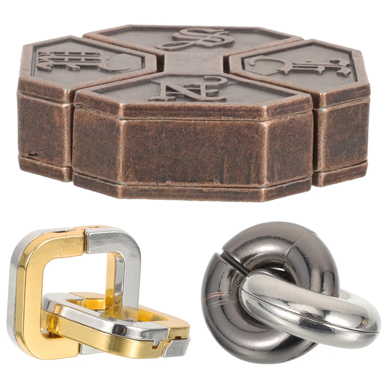 

3Pcs Metal Brain Teasers Creative Alloy Sensory Plaything for Elder Hand Coordination Relaxation Puzzle Games for Seniors