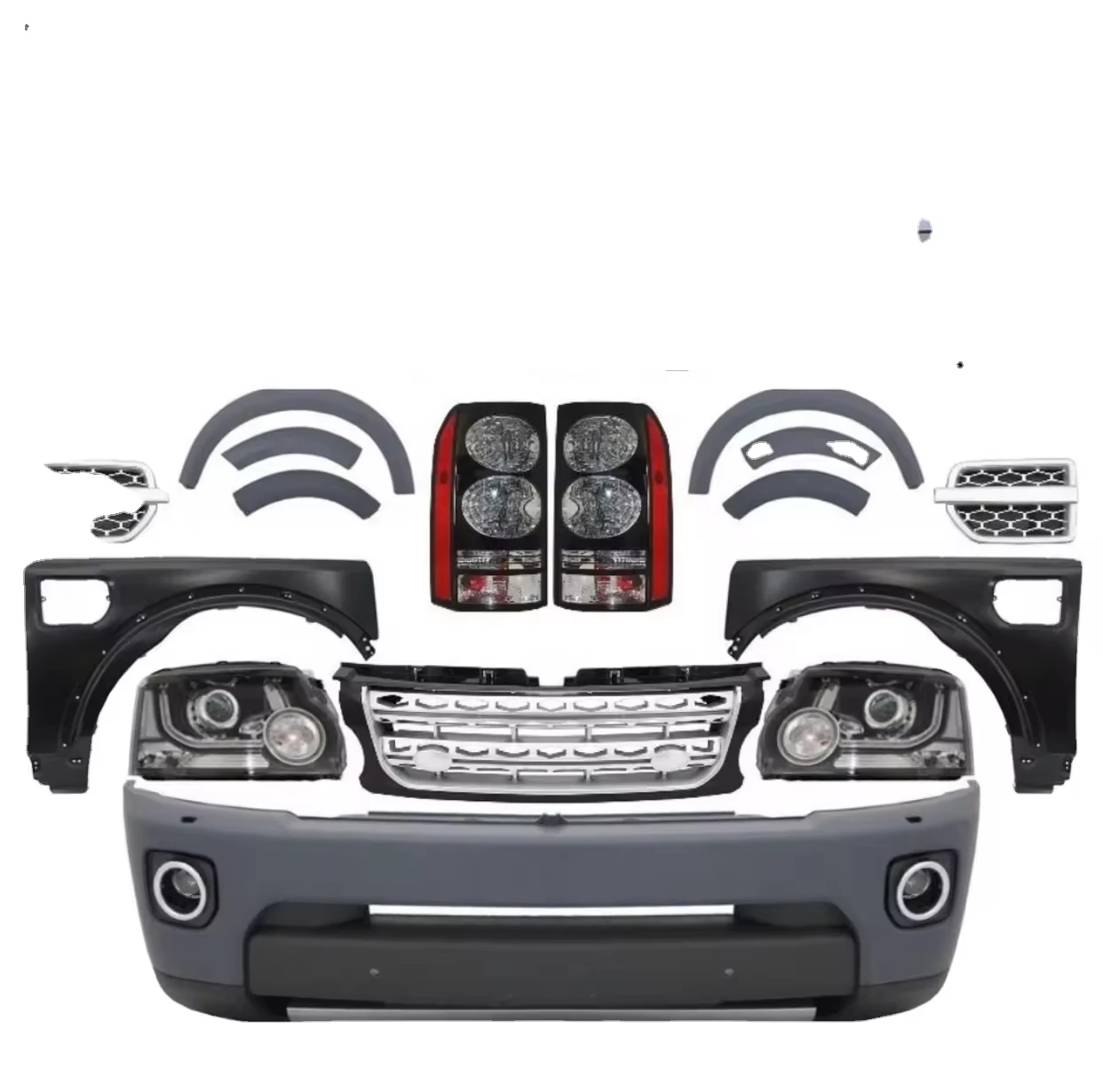 

Upgrade 2009 for Land Rover Discovery 3 with 2014 Discovery 4 Body Kit Car Bumpers New Front Rear Bumpers Lower Upper Positions