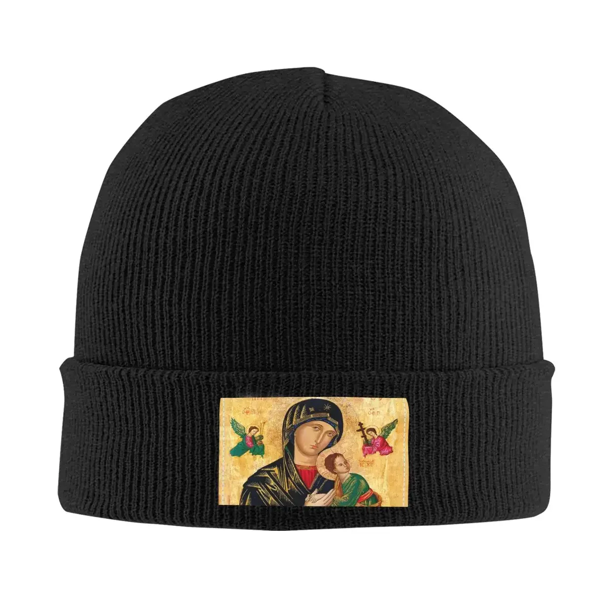 Our Lady Of Perpetual Help Skullies Beanies Caps Unisex Winter Warm Knitted Hat Adult Roman Catholic Virgin Mary Bonnet Hats