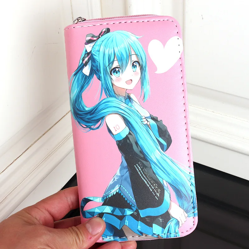 Hatsune Miku Kawaii Wallets for Woman Cute Cartoon Coin Purse Large Capacity Multi-card PU Leather Girls ID Card Long Wallets