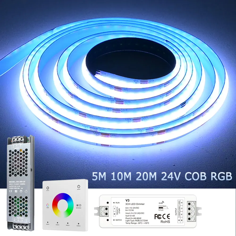 bande-led-cob-rgb-5m-10m-20m-24v-flexible-et-dimmable-pour-Eclairage-de-placard-chambre-fete-jeu-vacances-decoration-avec-telecommande-tactile-rf-24g