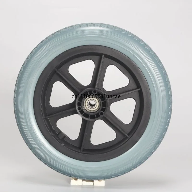For 12 1/2X2 1/4 PU Solid Rubber Non‑Inflatable Rear Wheel Assembly Wheelchair Repair Spare Part