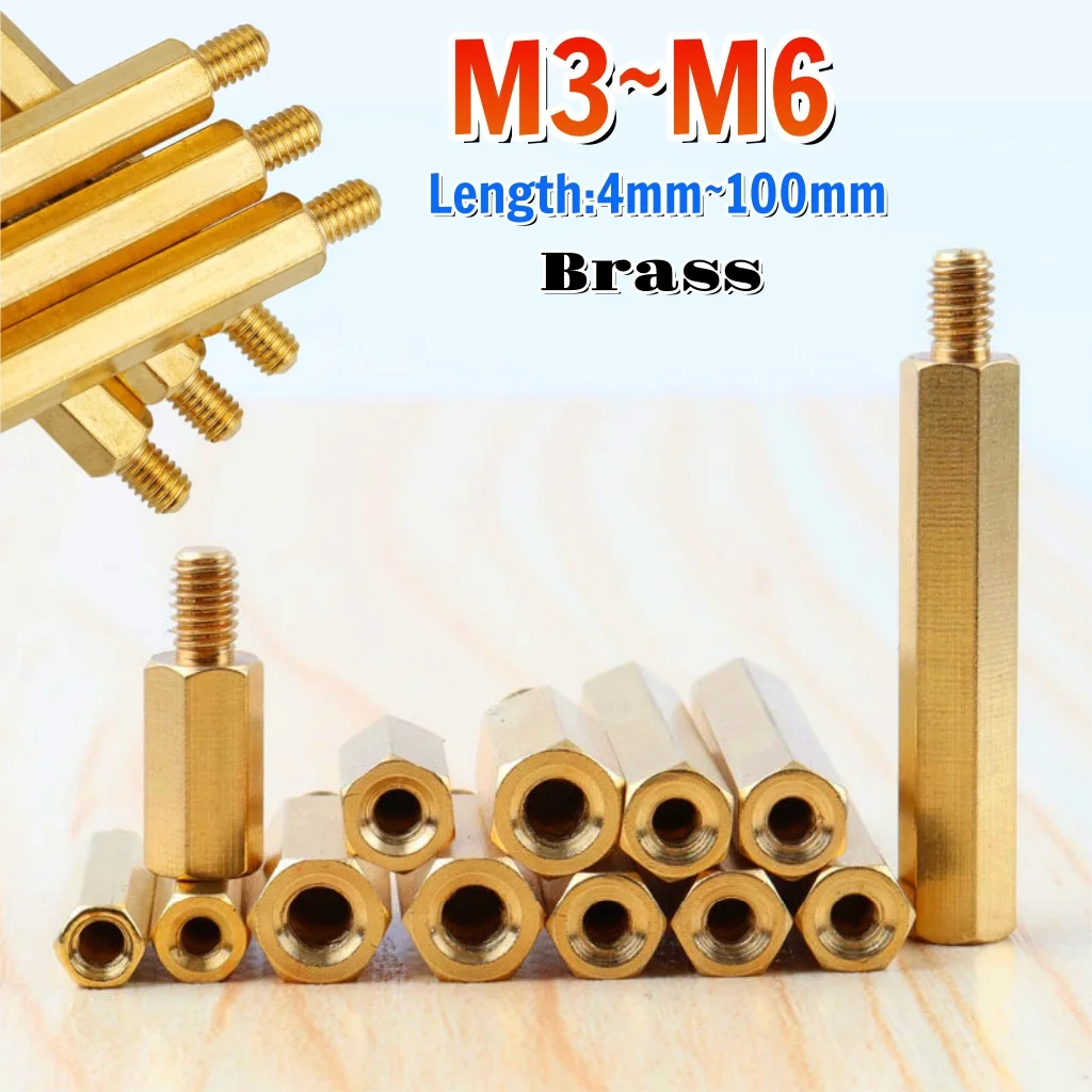 3~30pcs Brass Hex Standoff Copper Spacing Screw M3 M4 M5 M6 Male Female Threaded Pillar Pcb Column Computer Motherboard Spacer
