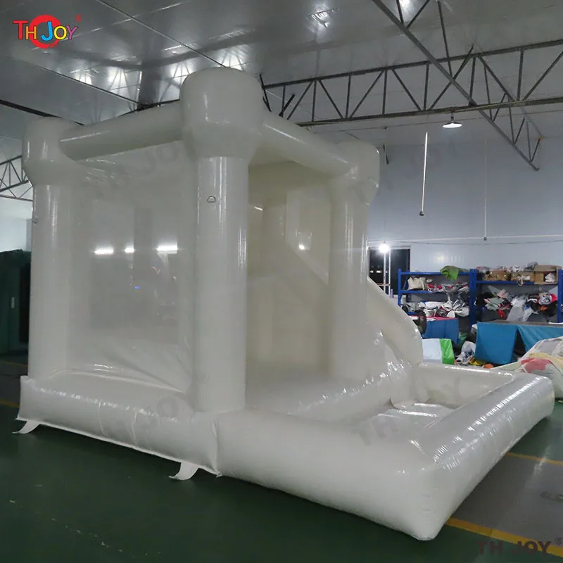 Commercial Inflatable White Wedding Bounce House With Slide And Ball Pit PVC Pink Jumper Moonwalks Bridal Bouncy Castle For Kids