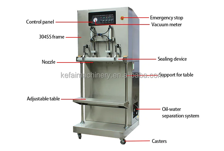 KEFAI آلة ختم الفراغ الخارجية للحقيبة الكبيرة آلة تعبئة الفراغ سدادة الأكياس البلاستيكية العمودية