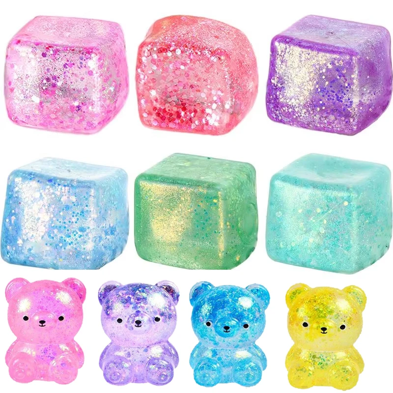 Maltose Cube Stress Squeeze Toy D ecompression Small Ice Cubes Anti Stress Slow Rebound Polar Light Colorful Squeeze TPR Block