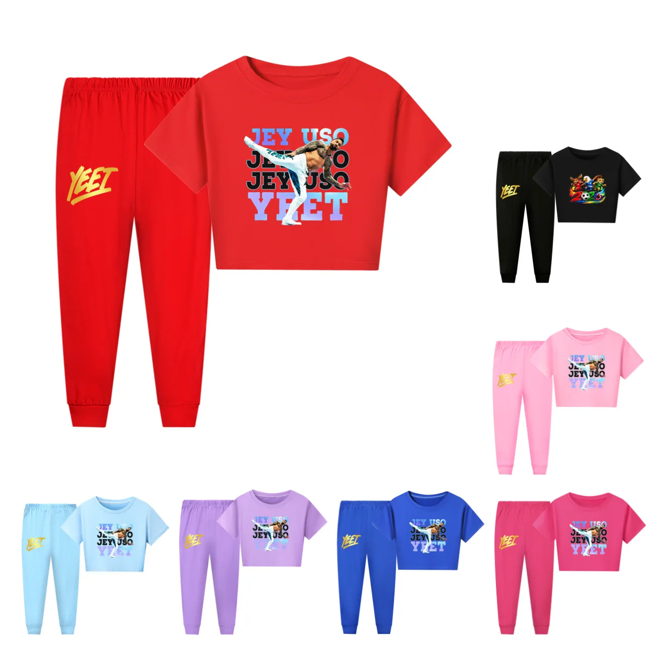 2026 Jey Uso Yeet Pajamas Set Kids Humor Wrestler Fans T Shirt Legging 2pcs Suits Girls Boys Long Sleeve Pyjamas Children's Sets