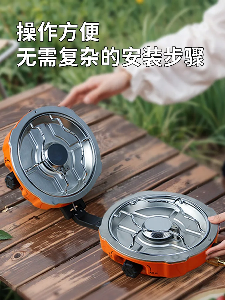 Camping Cassette Stove, Dual-Burner Stove, Separate-Piece Folding Outdoor Stove, Picnic Cookware, Gas Stove, Barbecue Grill