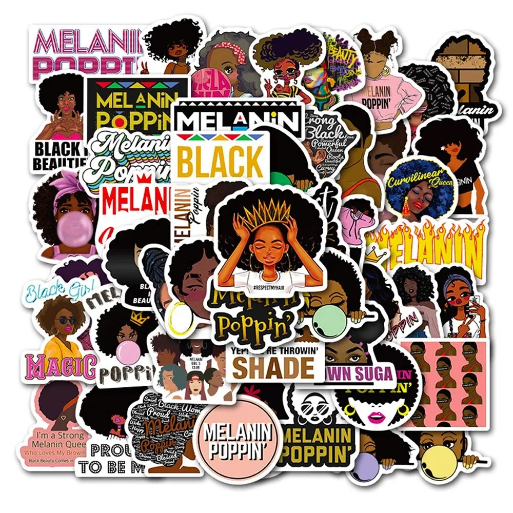 50PCS/Pack Classic Toy Melanin Poppin Cartoon Stickers Car Motorcycle Travel Luggage Guitar Waterproof Decal Sticker Toy Kid