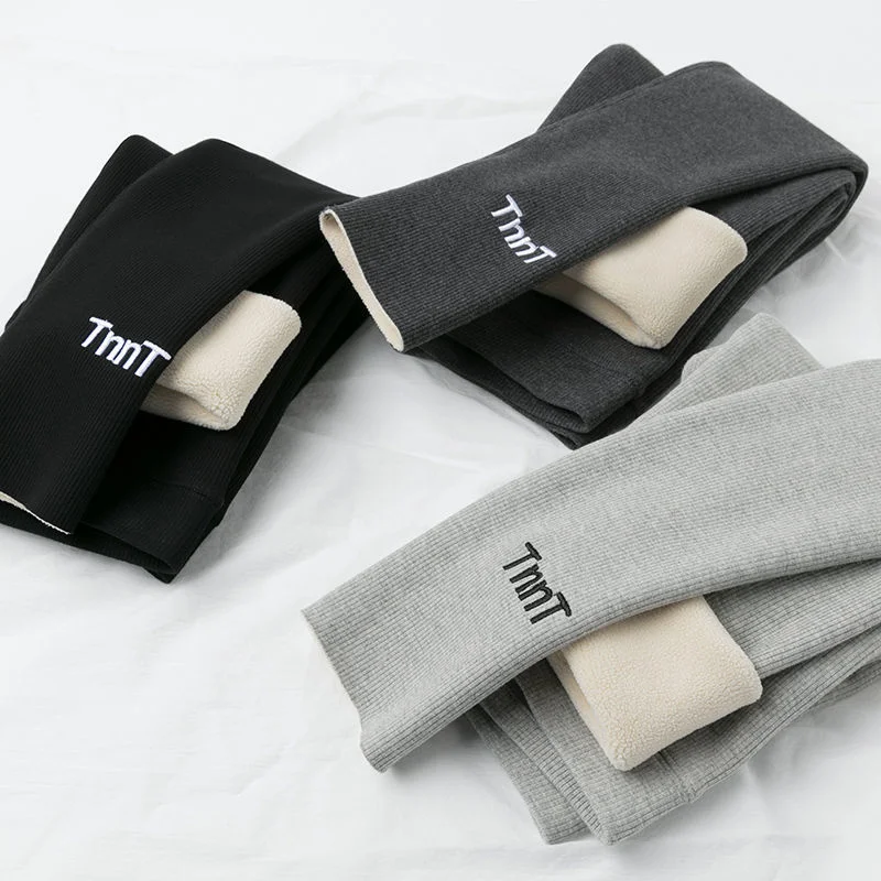 

Women's Wool Fleece Long Pants Plush 2025 Autumn And Winter New Korean Students' Skinny Tights Thermal Sports Leggings For Women