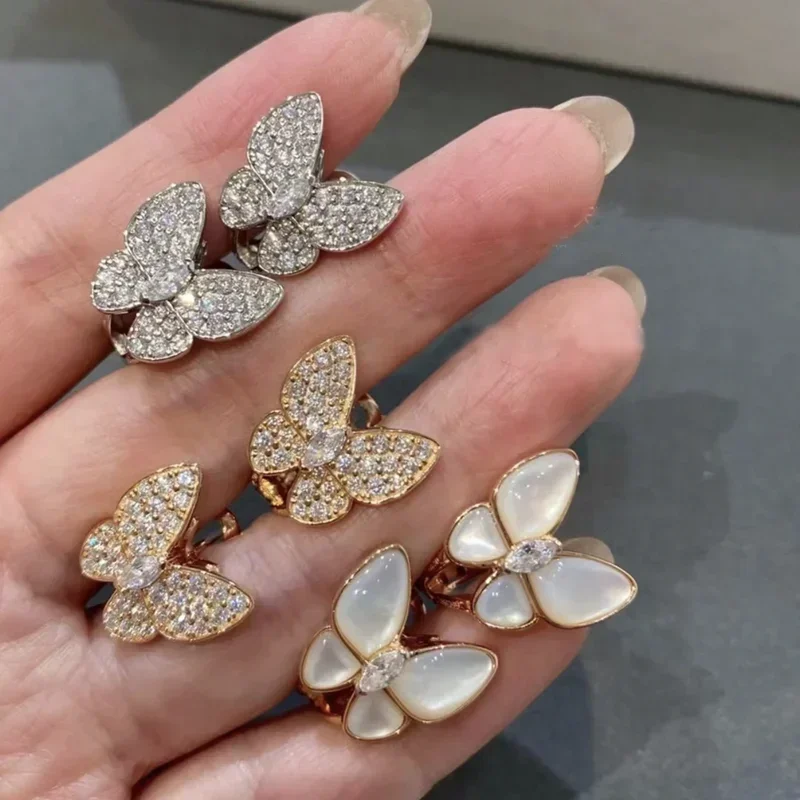 

925 Sterling Silver High Quality Exquisite White Shell Butterfly Earrings Ladies Temperament Luxury Jewelry Gift For Friends