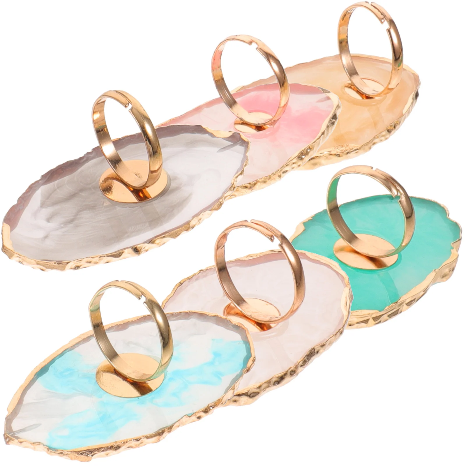 

6Pcs Resin Nail Art Ring Palettes Finger Ring Plate for Easy Application Nail Polish Blending and Mixing Manicure Pallet