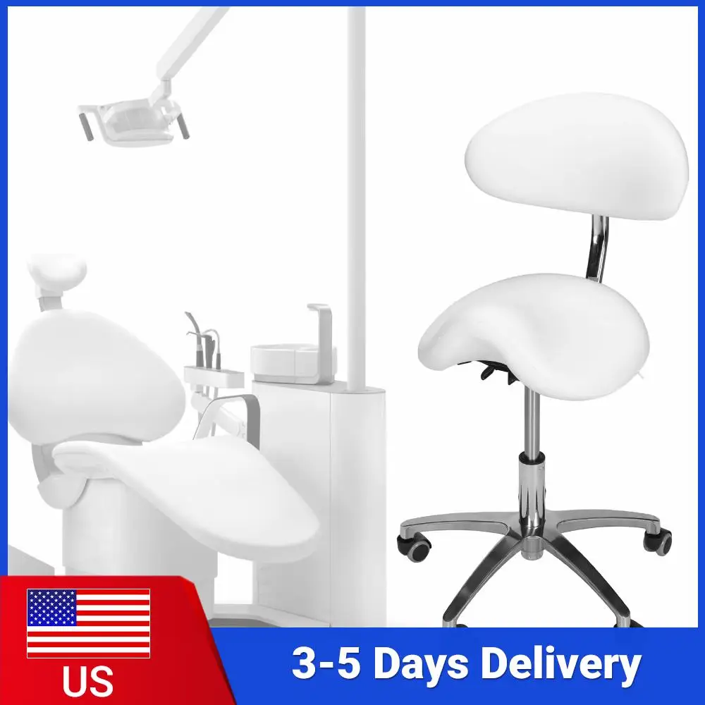 

Вращающийся стул-табурет на колесиках с поддержкой спины, регулировка высоты 19.93-21.65 дюймов, для парикмахеров, стоматологов, салонов, тату-салонов