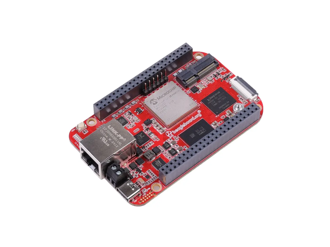 BeagleV ®   - Fuoco - RISC-V, tessuto FPGA, 2 GB 16 GB, 1x Gigabit Ethernet, 1x M.2 Key E, 1x CSI, 1x slot per schede microSD, 2* 46 pin Bea