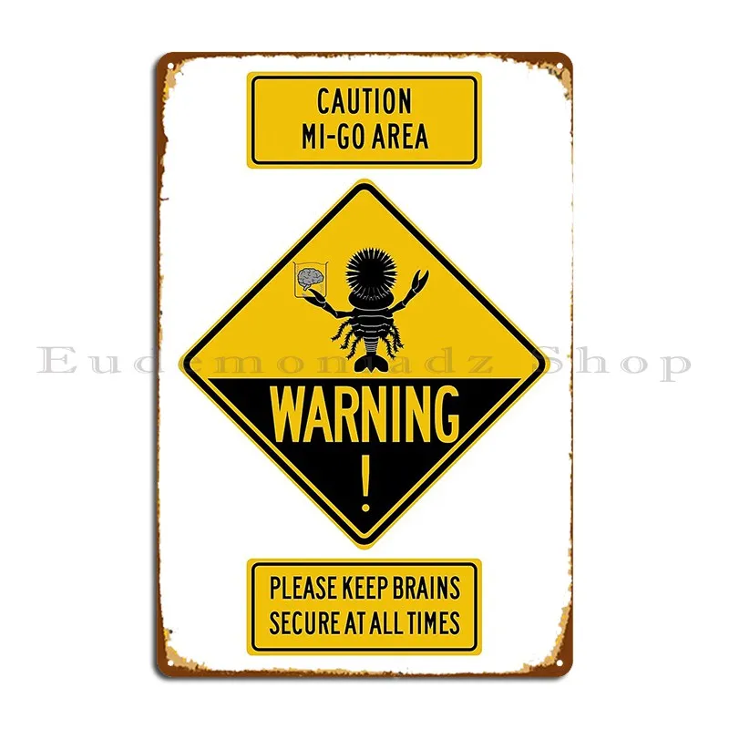 Mi Go Warning Signs H P Lovecraft Inspired Cthulhu Mythos Metal Sign Wall Pub Garage Cave Printing Club Tin Sign Poster