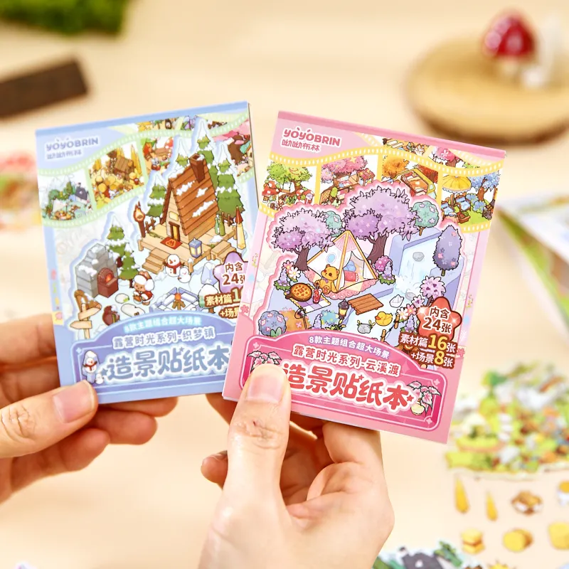 Kawaii Camping time 3D Yunxi Ferry Landscape Sticker book DIY Pocket Cabin Scene festival gift