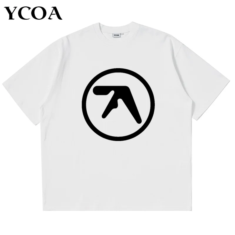 Men T-Shirt Aphex Twin Shirt 100% Cotton Print Oversized Y2k Streetwear Tees Short Sleeve Tops Korean Fashion Aesthetic Clothing