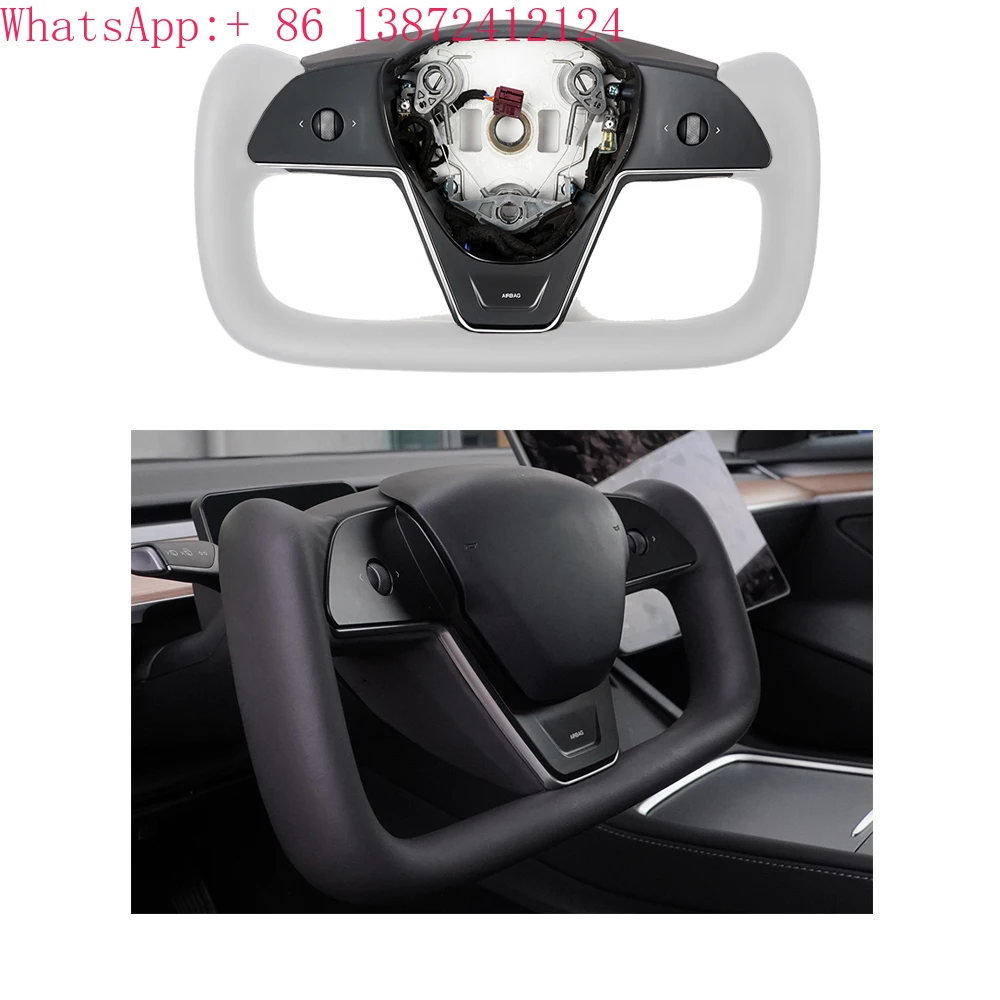 

Upgrade Model X S Style Carbon Fiber Leather Yoke Steering Wheel for Tesla Model 3 Y Full Modification Accessories
