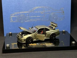 PGM&One model 1:43 nissan R34 Z - Tune Full Open Emerald Green Front Wheel Steering Limit 300 Model Car