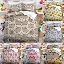 Pusheen Bedding Set Kawaii Pillowcase Quilt Cover  Anime Bedclothes Cartoon Printed Quilt Cover Duvet Child Bedroom Decoration