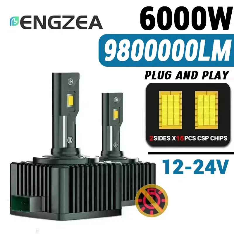 

Светодиодные лампы ENGZEA D3S LED D1S 9800000LM 6000W для фар, Canbus, D4S D2S D8S D1R D2R D3R, сверхъяркие автомобильные лампы 12V 24V, 2 шт.