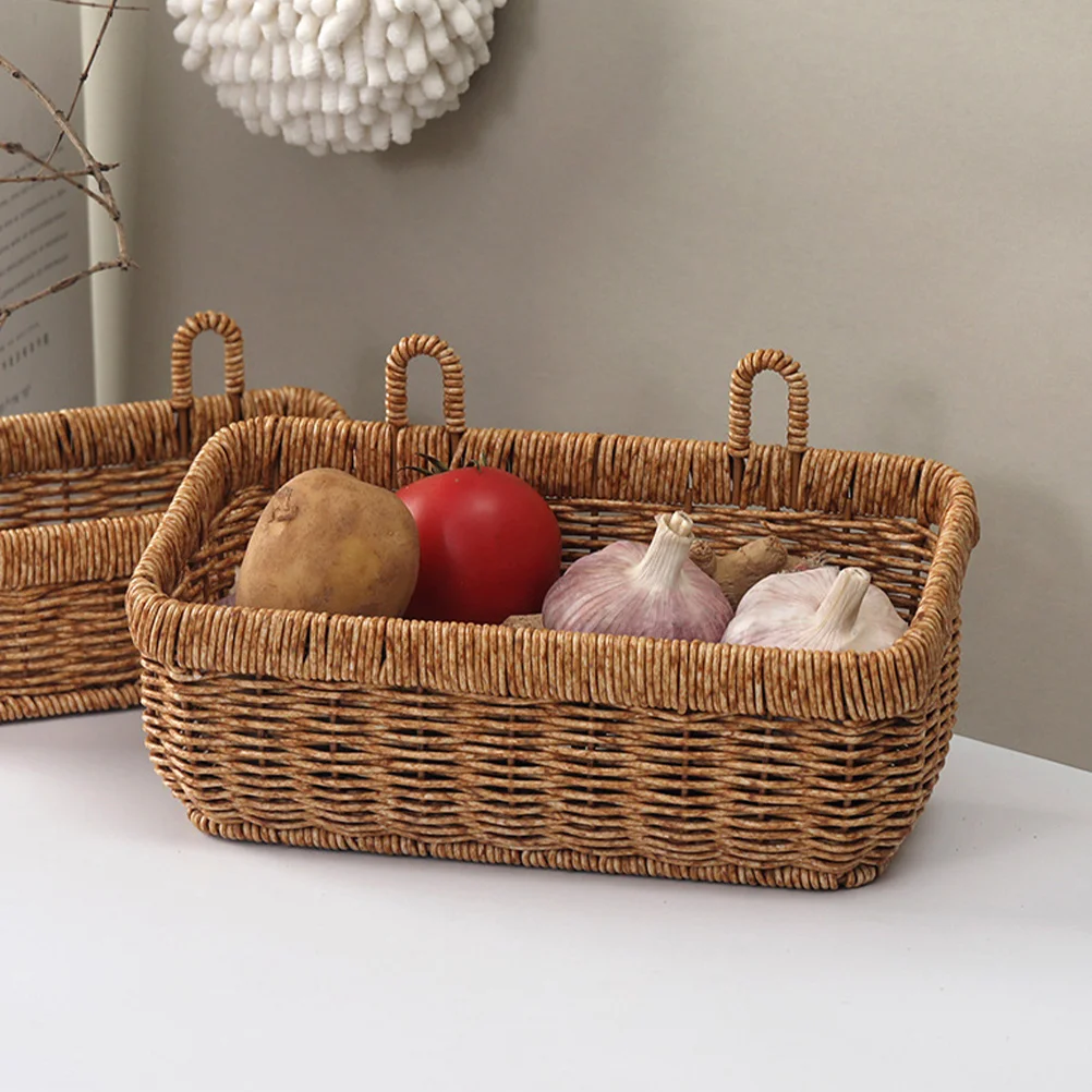 

Nail-free Wall Hanging Home Use Basket Vegetable Fruit Simple Design Woven Baskets for Storage Iron Flower Large-capacity