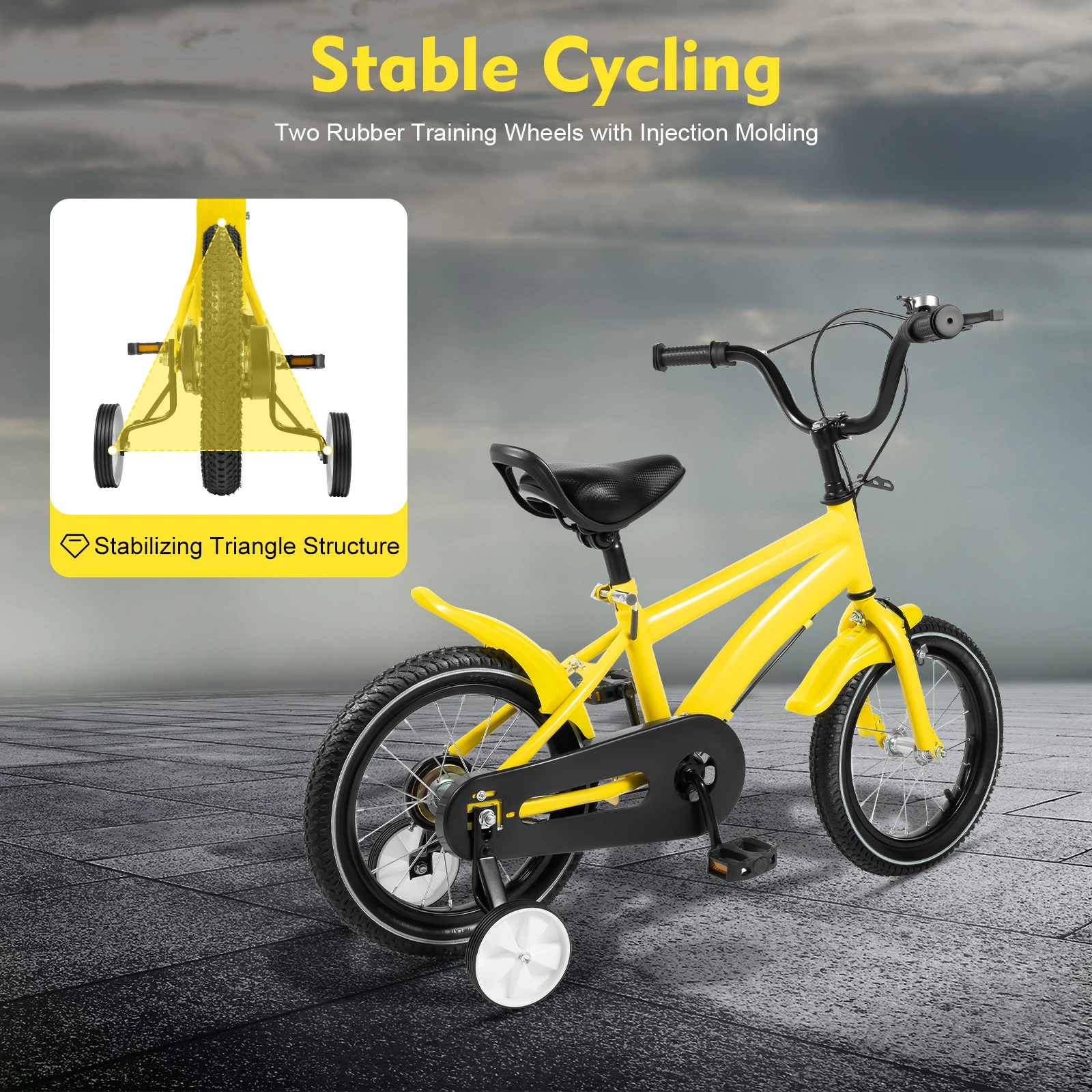 

14-дюймовый детский велосипед для обучения | Регулируемое сиденье (55,88-66,8 см) и подлокотник, вес сетки 7,67 кг, детский велосипед