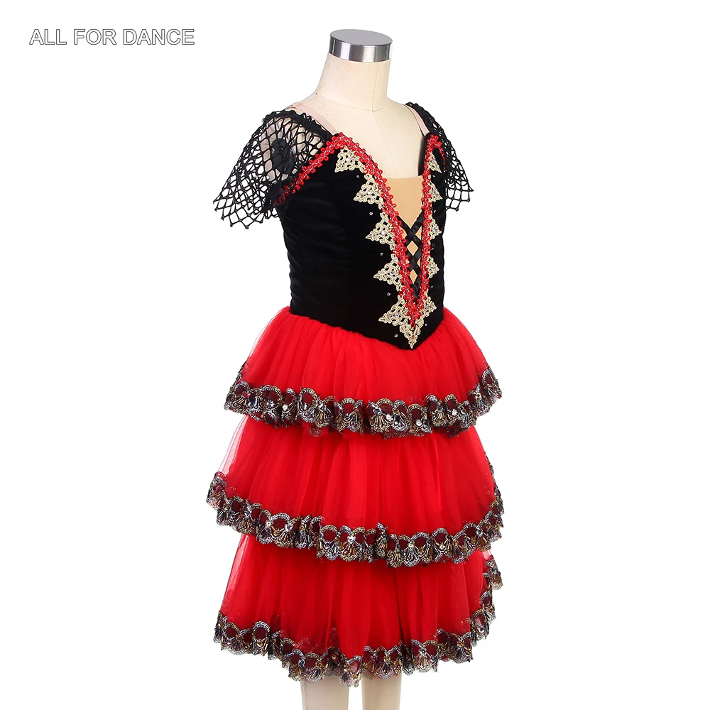 B22217-Robe espagnole personnalisée à 3 niveaux pour filles et femmes, tutus de danse de ballet professionnel, jupes tutu romantiques, robe de ballerine