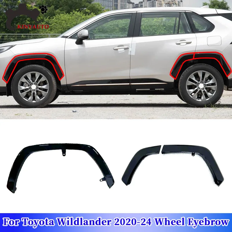 Extensions de pare-chocs latéraux noires brillantes pour Toyota Wildlander 2020-24, garnitures de protection d'ailes, accessoires de voiture