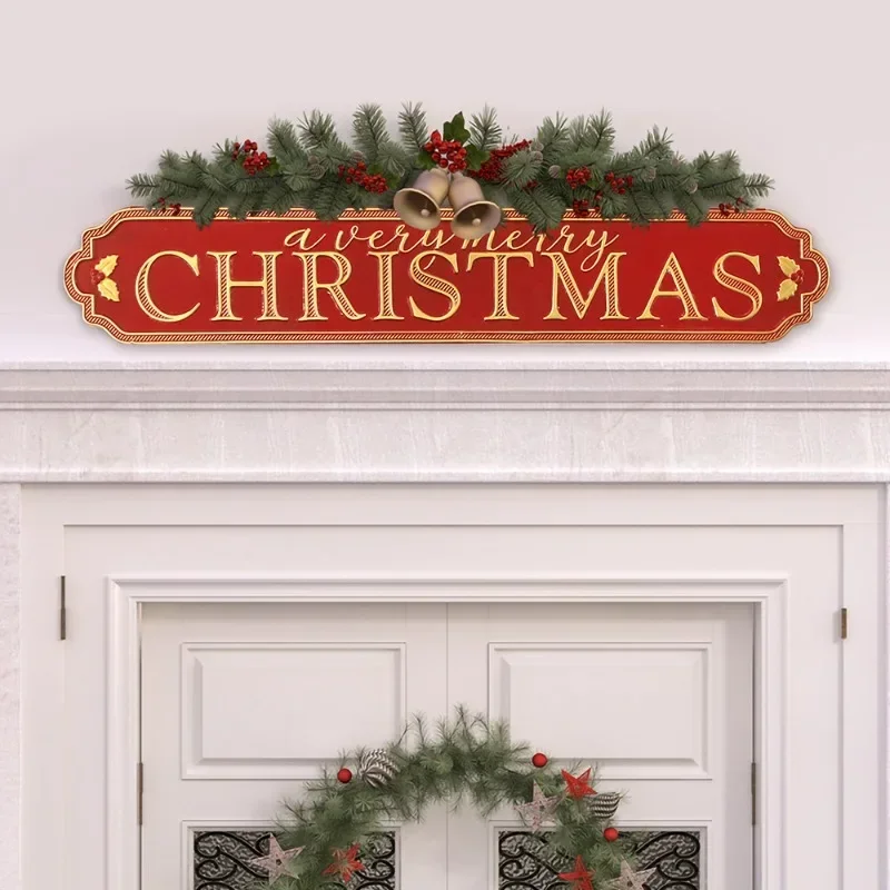 Christmas decorations European retro wrought iron wall decoration welcome sign Christmas tree fireplace decoration listing Door