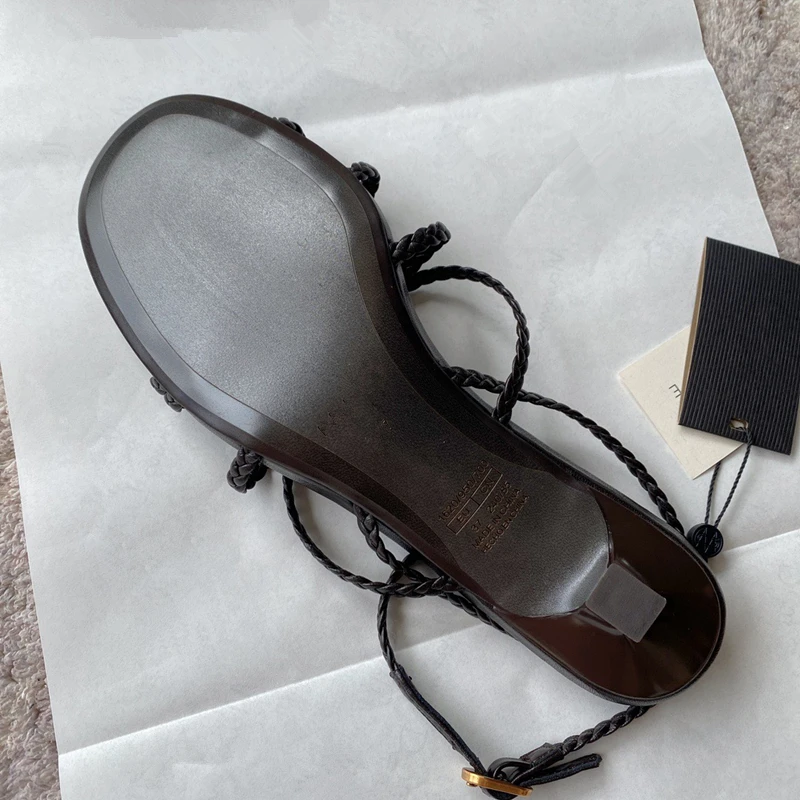 Maxdutti Summer Sandals Fashion Sandals Women High Heel Vintage Bandage Genuine Leather Sandals