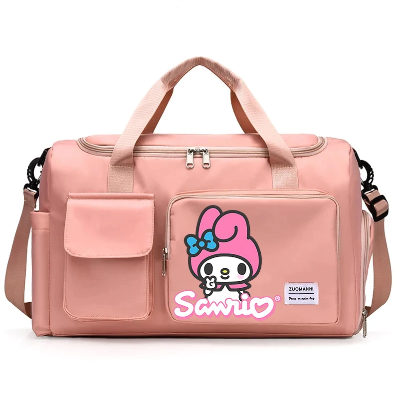 Sanrio Anime Handbag Travel Bag Hello Kitty Large Capacity Clothing Storage Bag Gym Luggage Bag with Shoe Cabinet Girl\'s Gift