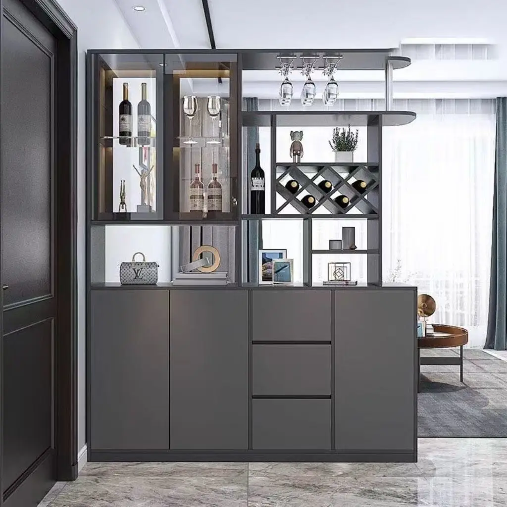 

Entrance shoe integrated light luxury simple wine cabinet entrance modern partition double-sided screen living room