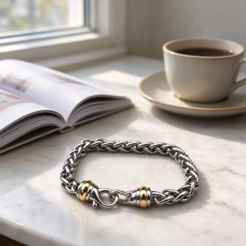 Classic Twisted Cable Link Wrist Bracelet, Two Tone Gold & Silver Plated Interwoven Rope Bangle, Stackable Hand Jewelry for Women Anniversary, Wedding and Christmas Gift