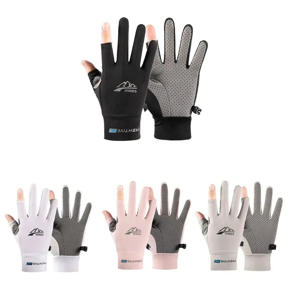 Дышащие солнцезащитные перчатки, варежки против солнечных ожогов, солнцезащитные перчатки из ледяного шелка, элегантные летние солнцезащитные перчатки с защитой от УФ-лучей для вождения