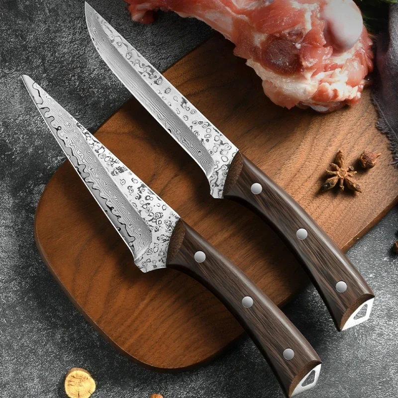 Damascus boning knife Hand-forged pig killing tool Imported peeling knife slaughtering knife shaving knife