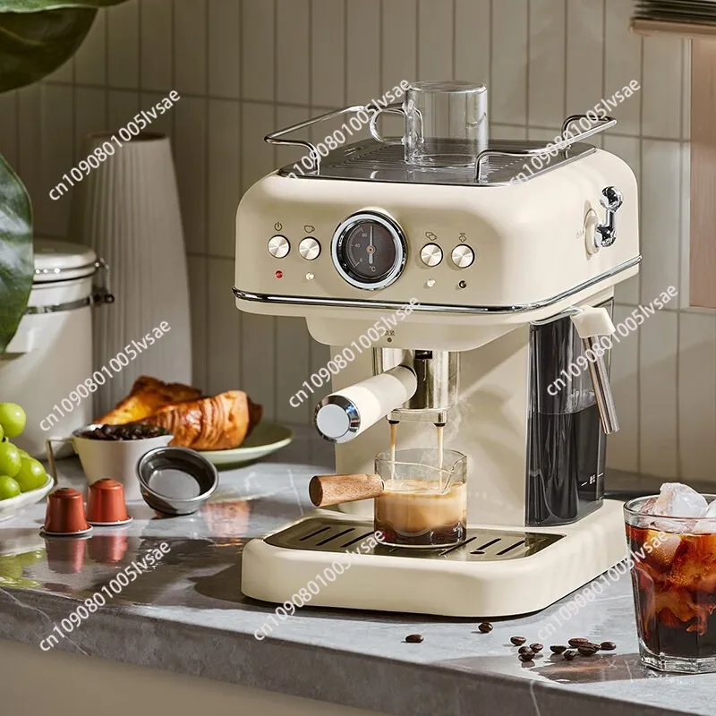 retro Italian coffee machine, household small fully semi-automatic concentrated American integrated milk foam machine