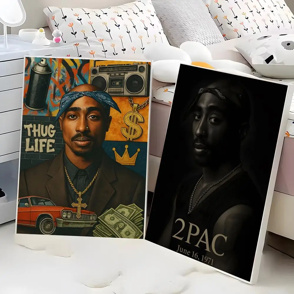 Tupac Shakur 2Pac All Eyez On Me West Coast Rap Hip-Hop Icon Painting Calligraphy Poster Eco-Friendly Decor Frameless Canvas