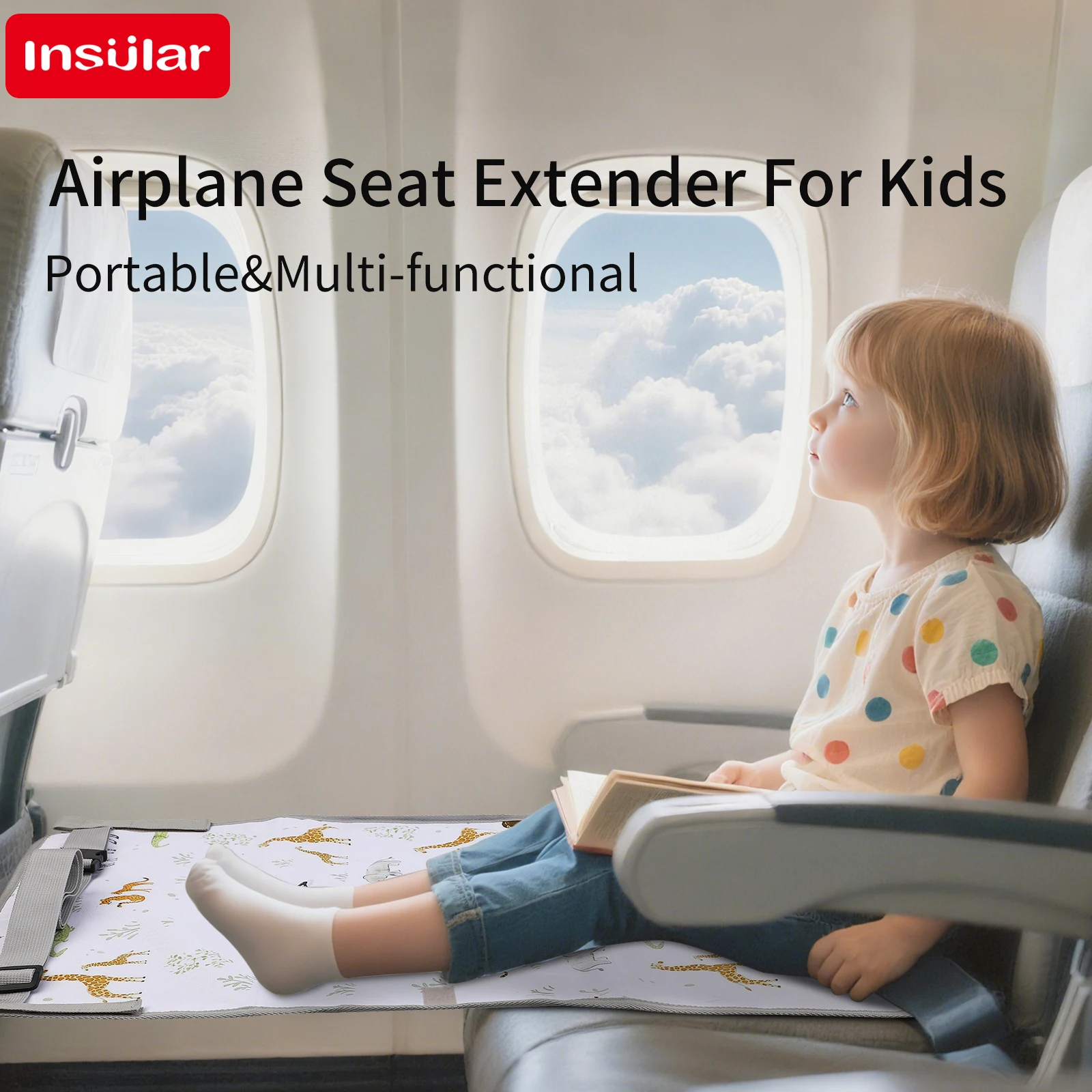 Portable Waterproof Travel Mat Kids Airplane Seat Extender Toddler Travel Hammock for Airplane Train Easy To Clean Infant Bed