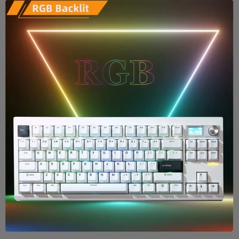 84-Key Gmk87  3-Mode Mechanical Keyboard 2.4g Wireless Custom Diy Hot Swaddable Rgb Light Gaming Keyboard With Knob Full Key