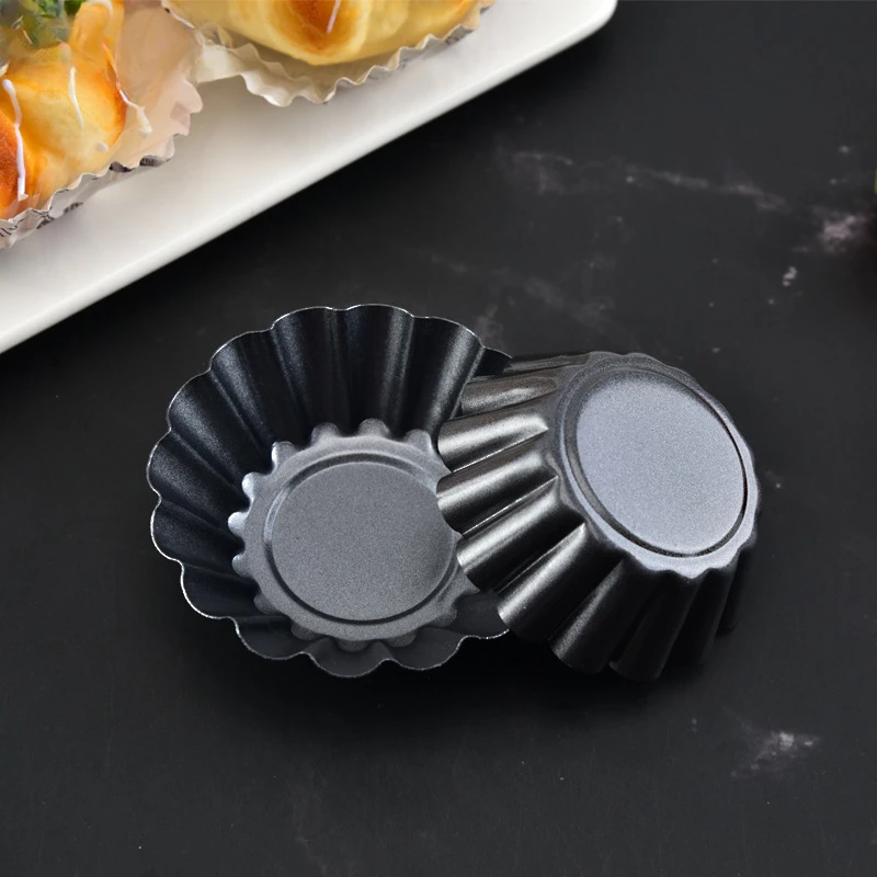 10pcs Carbon Steel Egg Tart Mold Thickened Lace Cake Pudding Portuguese Tart Mold DIY Non stick Baking Mold Home Decoration