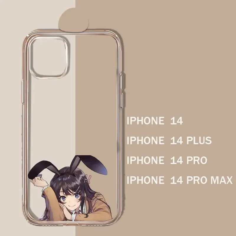 Bunny Girl Senpai Sakurajima Mai Phone Case Transparent soft For iphone 11 13 12 14 15 pro max mini plus