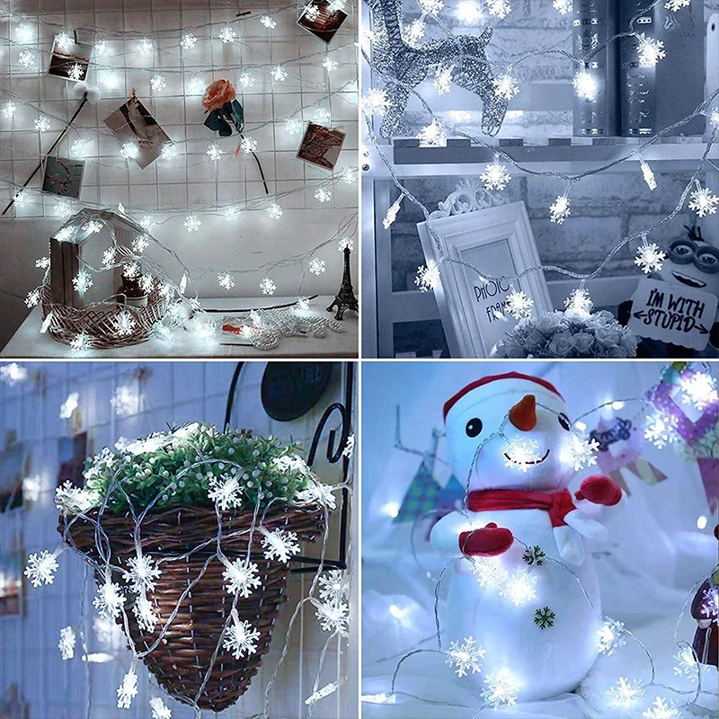 คริสต์มาสไฟ Garland Festoon Fairy String ไฟโซ่5M/10M 220V Snowflake กลางแจ้งสำหรับงานแต่งงานปาร์ตี้ปีใหม่ Decor