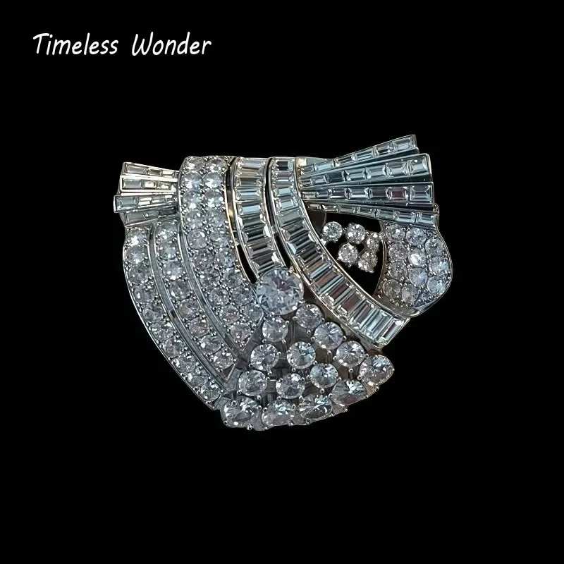 

Timeless Wonder Fancy Zircon Geo Clip Brooch Pins Women Designer Jewelry Runway Rare Gift Vintage Art Deco Trendy Classy 5384