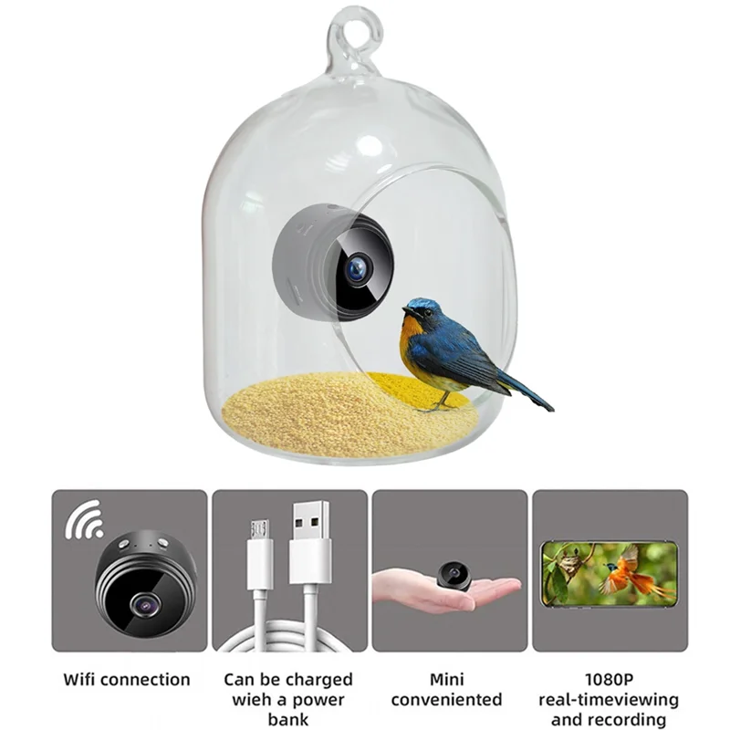 

AEA4-Bird Feeder With Camera Night-Version Video Camera Bird Feeder, Wifi Remote Connection Camera Bird Feeder With Phone